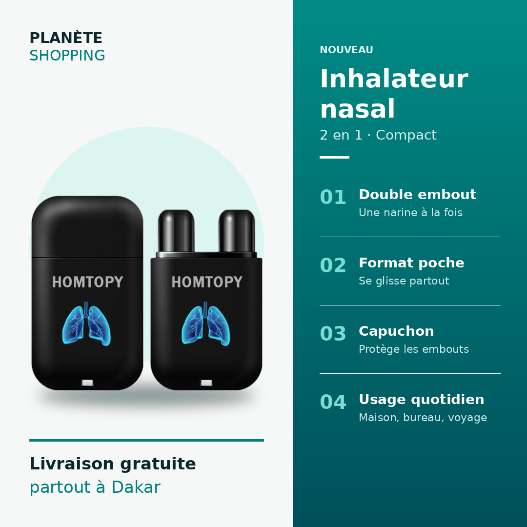 Inhalateur Nasal HOMTOPY Double Embout – Format Poche avec Capuchon