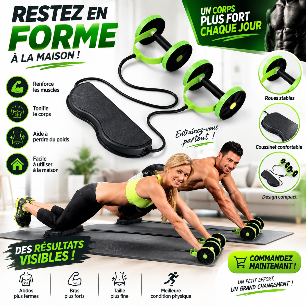 💪 Appareil de Musculation Multifonction à Élastiques – Abdos, Bras, Dos & Jambes