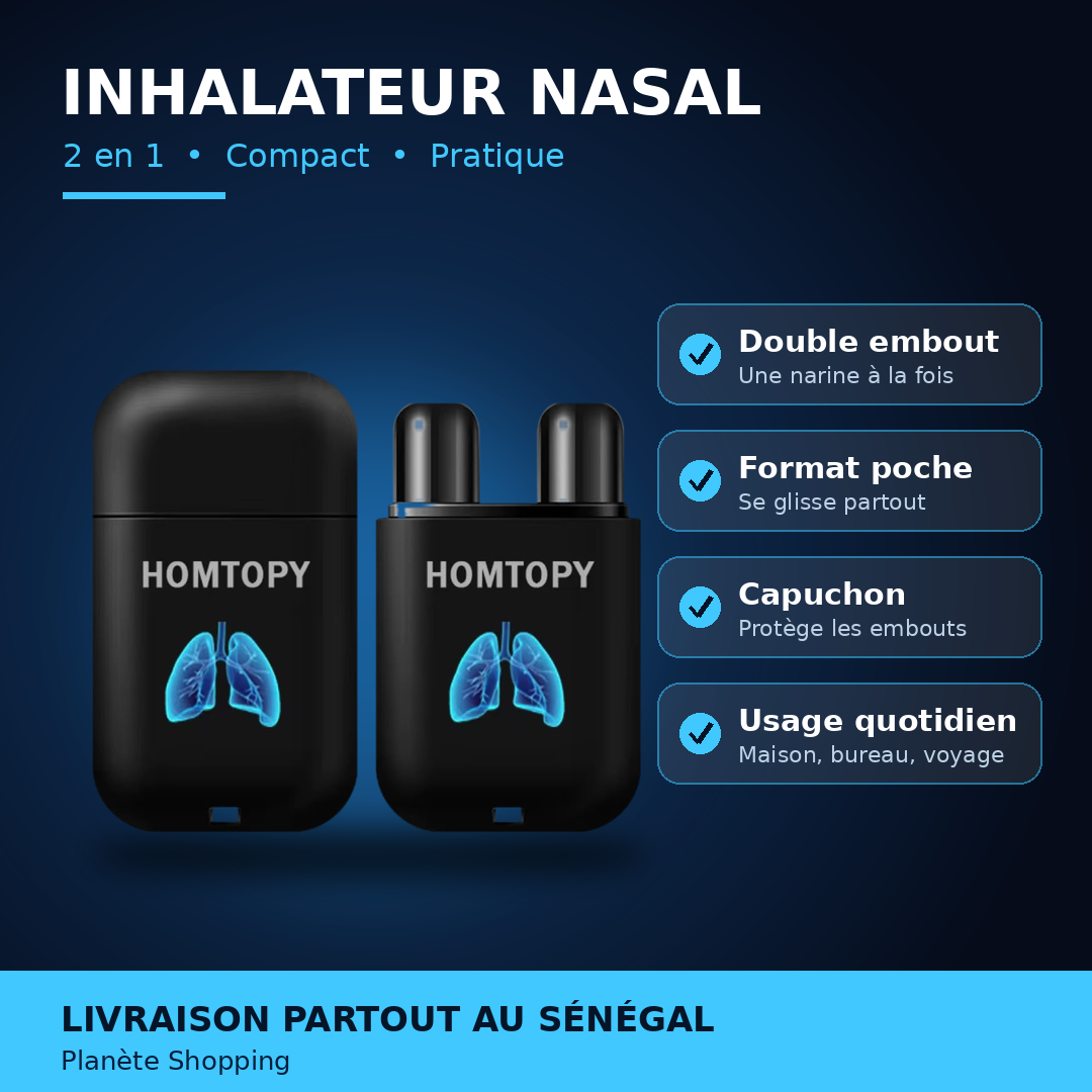 Inhalateur Nasal HOMTOPY Double Embout – Format Poche avec Capuchon