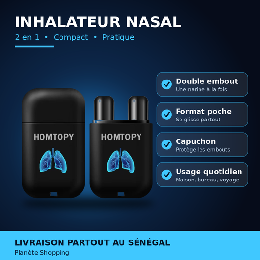 Inhalateur Nasal HOMTOPY Double Embout – Format Poche avec Capuchon